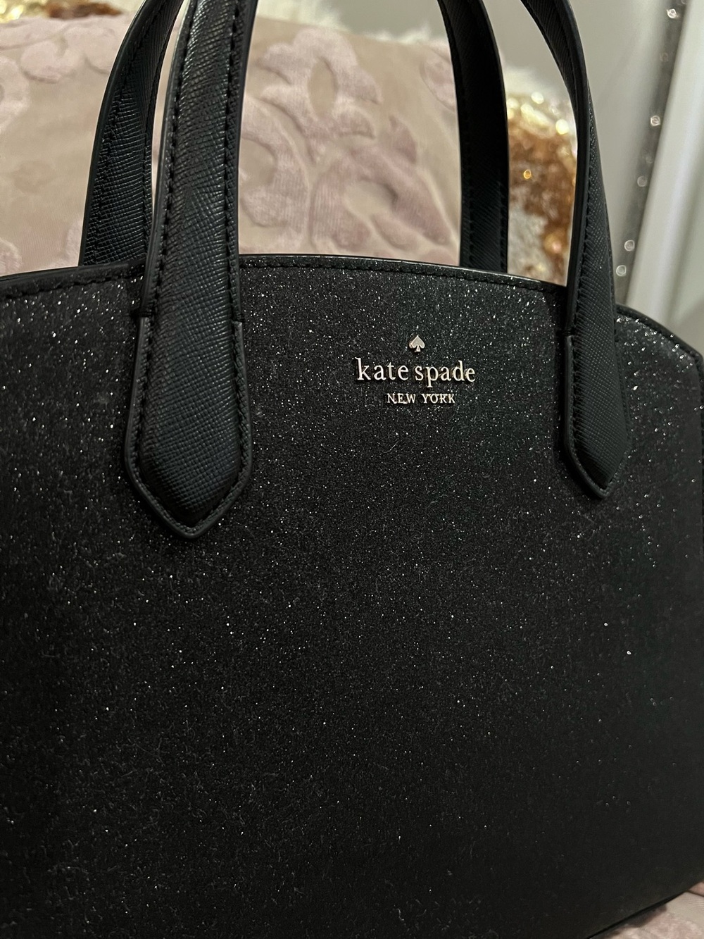 Black Kate spade glitter satchel